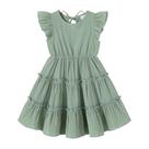 Vestido infantil YOUNGER TREE 2-3T, manga com babados, verde