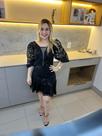 Vestido Itavest curto de festa luxo preto manga bufante tecido cetim TAM P Vestido Itavest curto de festa luxo preto manga bufante tecido cetim TAM P