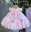 Vestido Jardim das Borboletas Baby Liz Rosa Bebê - Tecido Tule e Poliéster