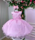 Vestido Jardim das Borboletas Rosa Bebe Viviane Modelo 2 Marie