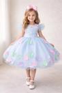 Vestido Jardim Encantado Isis Luxinho Azul Claro Borboletas Infantil