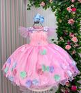 Vestido Jardim Encantado Isis Luxinho Rosa Bebe Marie Borboletas Jardim das Fadas