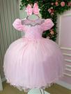 Vestido Jardim Encantado Rosa Bebê Festa Luxo - Tecido Tafeta