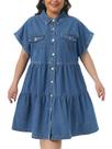 Vestido jeans Babydoll Agnes Orinda Plus Size para mulheres azul 4X