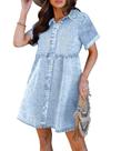 Vestido jeans casual luvamia Roadknight Blue para mulheres tamanho M