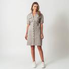 Vestido Jeans Color Confort Midi Joelho Manga Curta Caqui Cerâmica