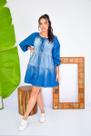 Vestido jeans curto babados