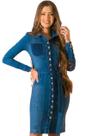 Vestido Jeans Curto Manga Longa