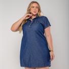Vestido Jeans Curto Plus Size Chemise Com Botões Lançamento Cor:AzulTamanho:XGG Vestido Jeans Curto Plus Size Chemise Com Botões Lançamento Cor:AzulTamanho:XGG