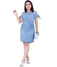 Vestido Jeans Feminino Com Manguinha Amarrada. (ref:1060c)