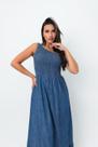 Vestido jeans feminino Longo Ombro Ùnico