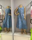Vestido jeans midi feminino acinturado Vestido jeans midi feminino acinturado