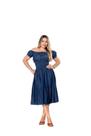Vestido Jeans Midi Solto com Regulagem e Cintura Elastex