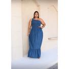 Vestido jeans mula-manca, Elastex ajustável ao corpo PLUS-SIZE