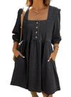 Vestido jeans Sidefeel 2025 para mulheres, primavera, verão, preto