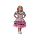 Vestido Junino Bambolê Floral Com Babados Rosa