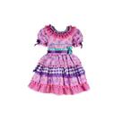 Vestido Junino Bambolê Floral Lilás Com Roxo