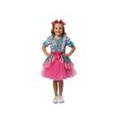 Vestido Junino Bambolê Floral Tule Com Calção Azul Rosa