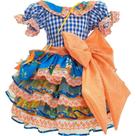 Vestido Junino Bebe Menina Luxo Xadrez Super Rodado Com Babados Bolsinha e Lação Enorme de 0 a 2 anos