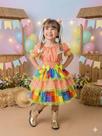 Vestido Junino Infantil Luxo Quermesse do Sertão Laranja - Festa Junina