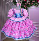 Vestido Junino Infantil Rosa Bebê Quermesse Chique com Babados e Laços Elegante