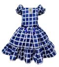Vestido Junino Xadrez Azul Tam.2 a 10 Anos