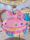 Vestido Junino Xadrez Infantil Rosa Coração Festa Junina Caipira Quadrilha Laço Quadrilha São João