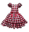 Vestido Junino Xadrez Preto e Vermelho Tam.1 Ano