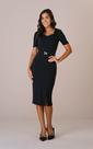Vestido Justo Preto Evangélico Tatá Martello Cátia Malha Massad, Fivela Exclusiva, Saia Forrada, com Elastano