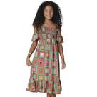 Vestido Juvenil Look Jeans Midi Estampado