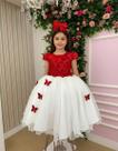 Vestido Juvenil Midi Sabrina Vermelho Off Vila Lele Festa