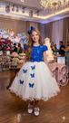 Vestido Juvenil Midi Vila Lele Sabrina Azul Royal e Off - Elegante e Sofisticado