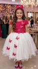 Vestido Juvenil Midi Vila Lele Sabrina Pink e Off - Elegante e Sofisticado