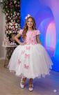 Vestido Juvenil Midi Vila Lele Sabrina Rosa Bebê e Off - Elegante e Sofisticado