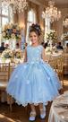 Vestido Juvenil Vila Lele Regata Flores Azul Bebê - Confeccionado em Tecido Misto