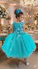 Vestido Juvenil Vila Lele Regata Flores Verde Tiffany - Confeccionado em Tecido Misto