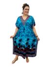 Vestido Kaftan Indiano Longo Estampa Coqueiro Plus Size 0128