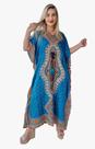 Vestido Kaftan Indiano Longo Estampado Plus Size - Cod. 7001
