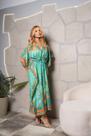 Vestido Kaftan Longo Estampado Feminino Premium Cor:VerdeTamanho:Unico