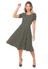 Vestido Kedy Closed Garden Godê Estampado Preto