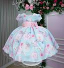 Vestido Kids Jardim Florido Azul Bebe