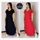 Vestido Kit com 2 Plus Size Longo Camisão Confortável Solto Viscolycra Vestido Kit com 2 Plus Size Longo Camisão Confortável Solto Viscolycra