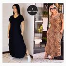 Vestido Kit com 2 Plus Size Longo Camisão Confortável Solto Viscolycra