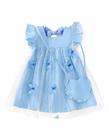 Vestido Kucnuzki 3T-4T Blue Tutu Fairy Roupa de verão