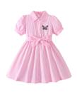Vestido Kucnuzki Spring para meninas de 6 a 7 anos listrado rosa claro Vestido Kucnuzki Spring para meninas de 6 a 7 anos listrado rosa claro