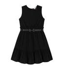 Vestido Kukiê em Vichy Devore Aplicação Strass Preto