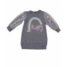 Vestido Kukie Infantil Happy Manga Princesa Cinza