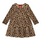 Vestido Kyly Infantil Menina Manga Longa Animal Print Camurça