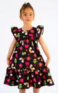 Vestido Lara Infantil Preto Com Kaquitoe Arco Iris Menina