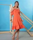 Vestido laranja babado 42